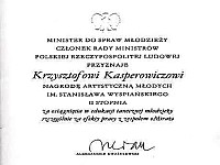 Nagroda Artystyczna Młodych dla Krzysztofa Kasperowicza